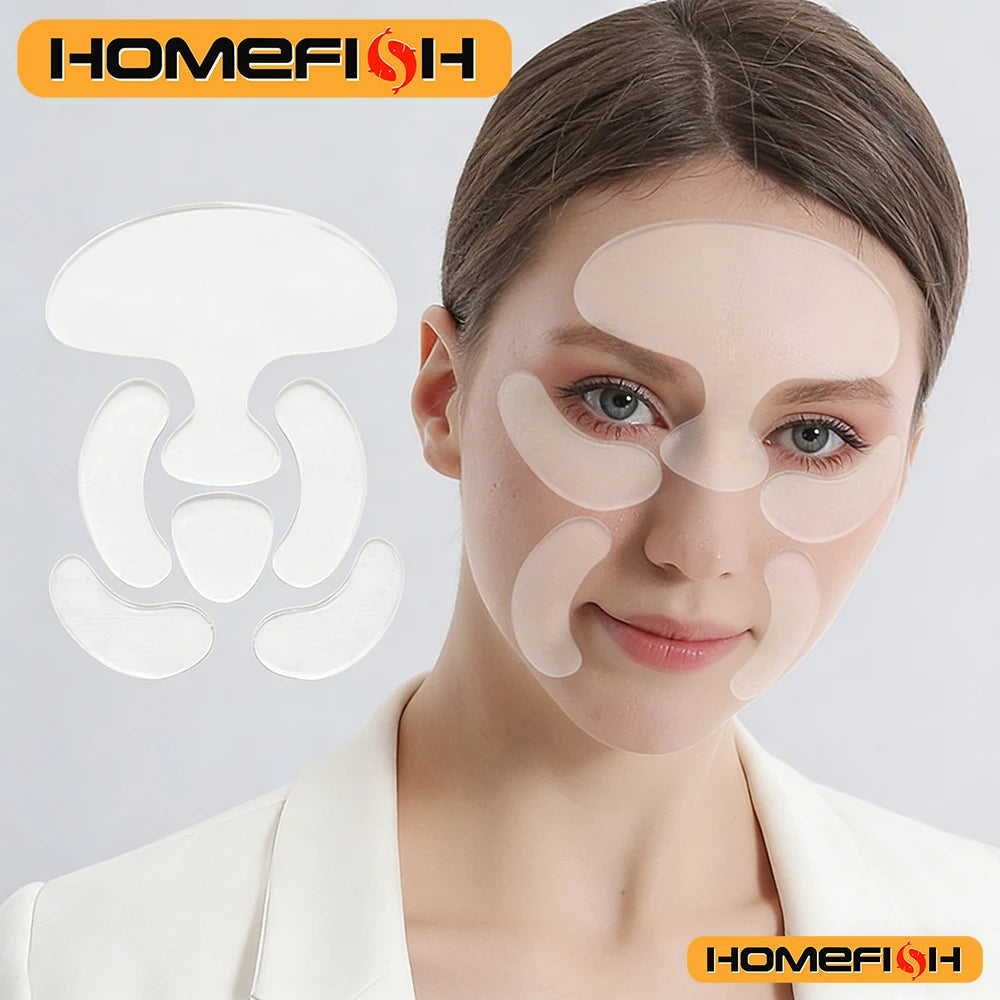 Silicone Face Anti Wrinkle Patches Forehead Wrinkle Patches Reusable Under Eye and Smile Line Patches Wrinkle Reduce for Women