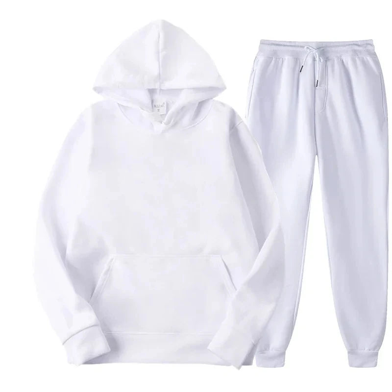Men's Autumn and Winter New Solid Color Hoodie+pants Two-piece Set Fashionable Casual Sports Set Size S-3XLWomen's Tracksuit