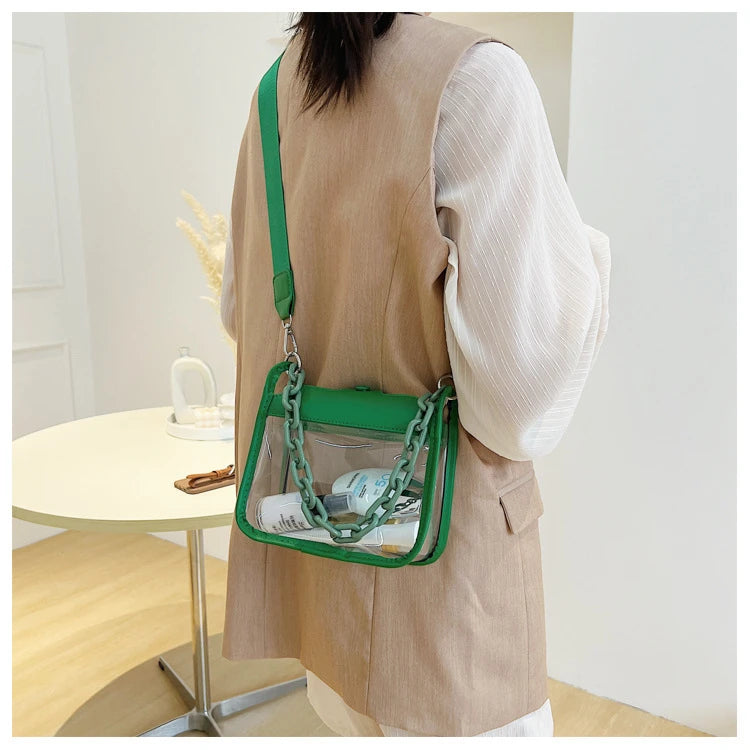 Transparent Crossbody Messenger Handbags Women PVC Cylinder Shoulder Bags Women Sling Bags