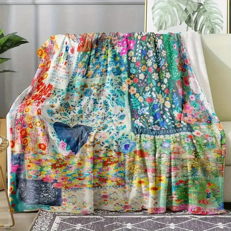 Heart Flannel Blanket Love Print - Soft Cozy Plush Throw for Bed Sofa Travel Camping Car Couch - All Seasons Blanket
