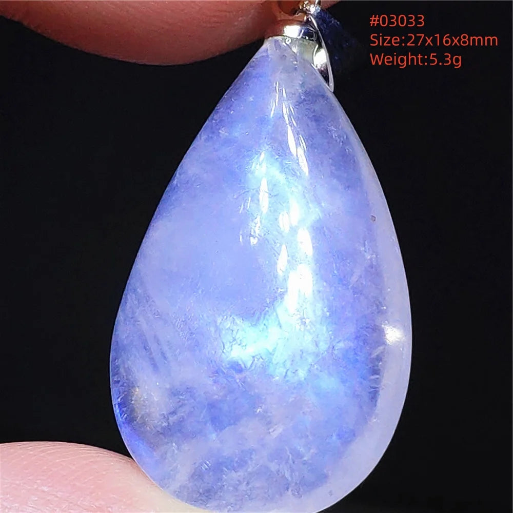 Natural Moonstone Blue Light Pendant Oval Beads Women Men Necklace 925 Silver Moonstone Pendant AAAAAA