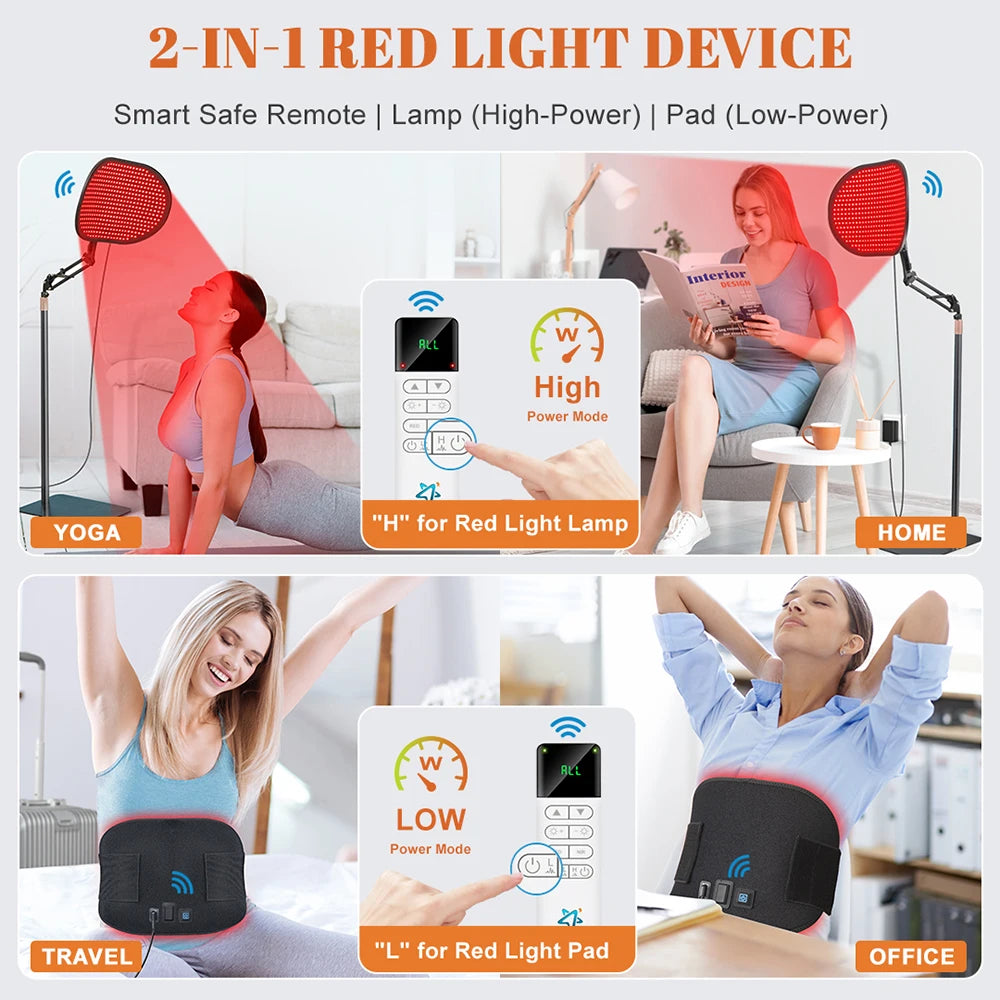432PCS Red Light Therapy Bracket Light Mat 2-in-1 Relieve Muscle Pain For Full Body Face Near Infrared Light Sauna For Body Face