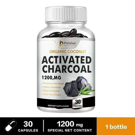 Activated Charcoal Capsules - Supports Intestinal Health, Relieves Bloating, Promotes Natural Detoxification, Improves ImmunityS