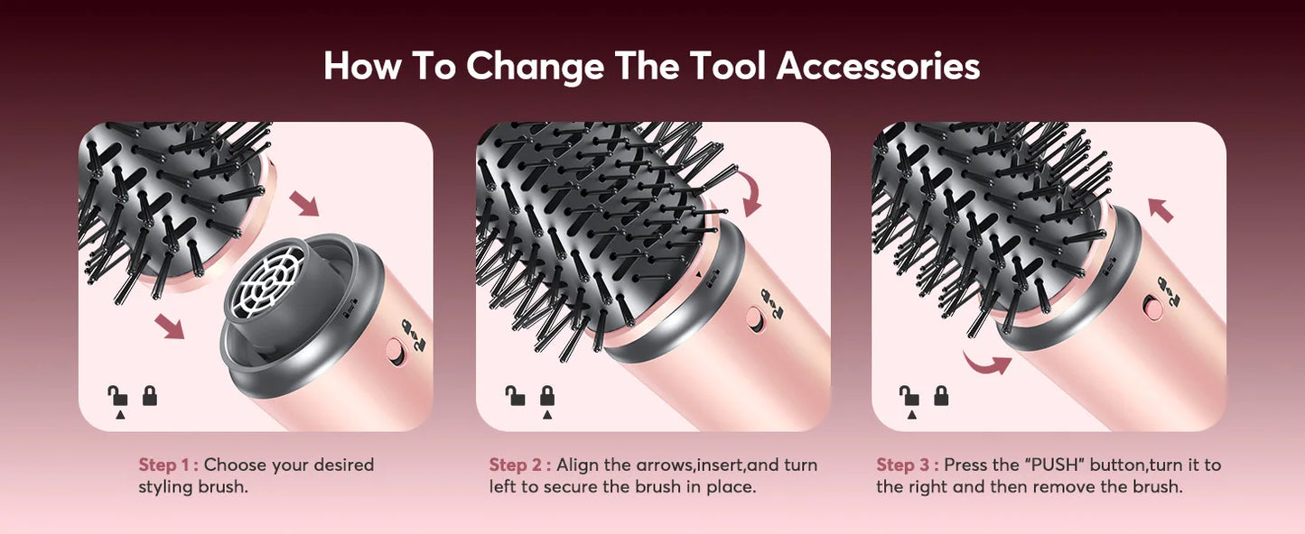 5 in 1 High Speed Hair Dryer,Hot Air Comb Set,Hair Brush,Curling Iron,Hair Straightener Styling Tool, Blow Dryer Gift Box