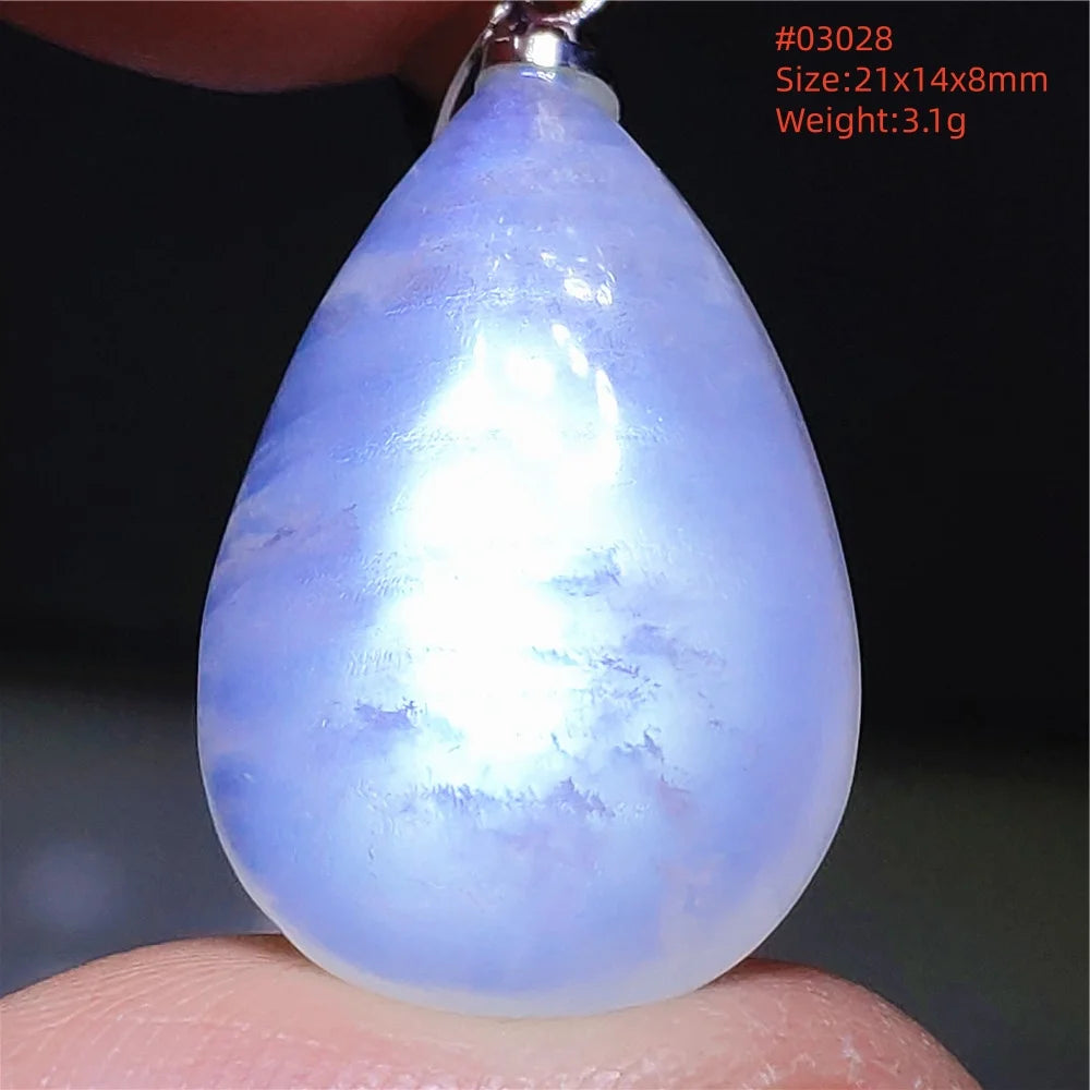 Natural Moonstone Blue Light Pendant Oval Beads Women Men Necklace 925 Silver Moonstone Pendant AAAAAA