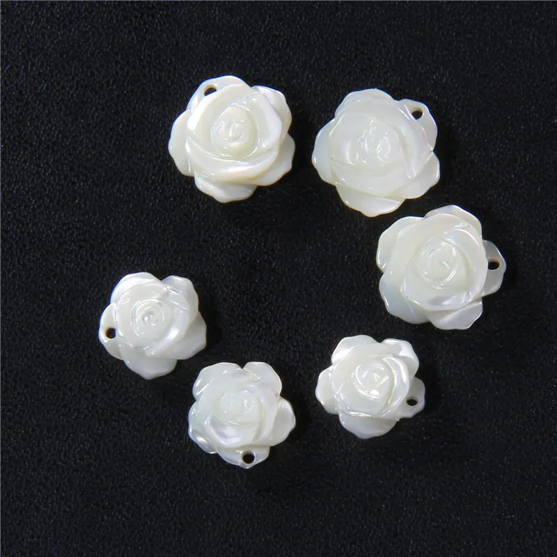 8-12mm Rose-shaped Shell Beads Natural Mother-of-pearl Bead Handmade Fashion DIY MOP Charm Beads for Necklace Earrings Accessory