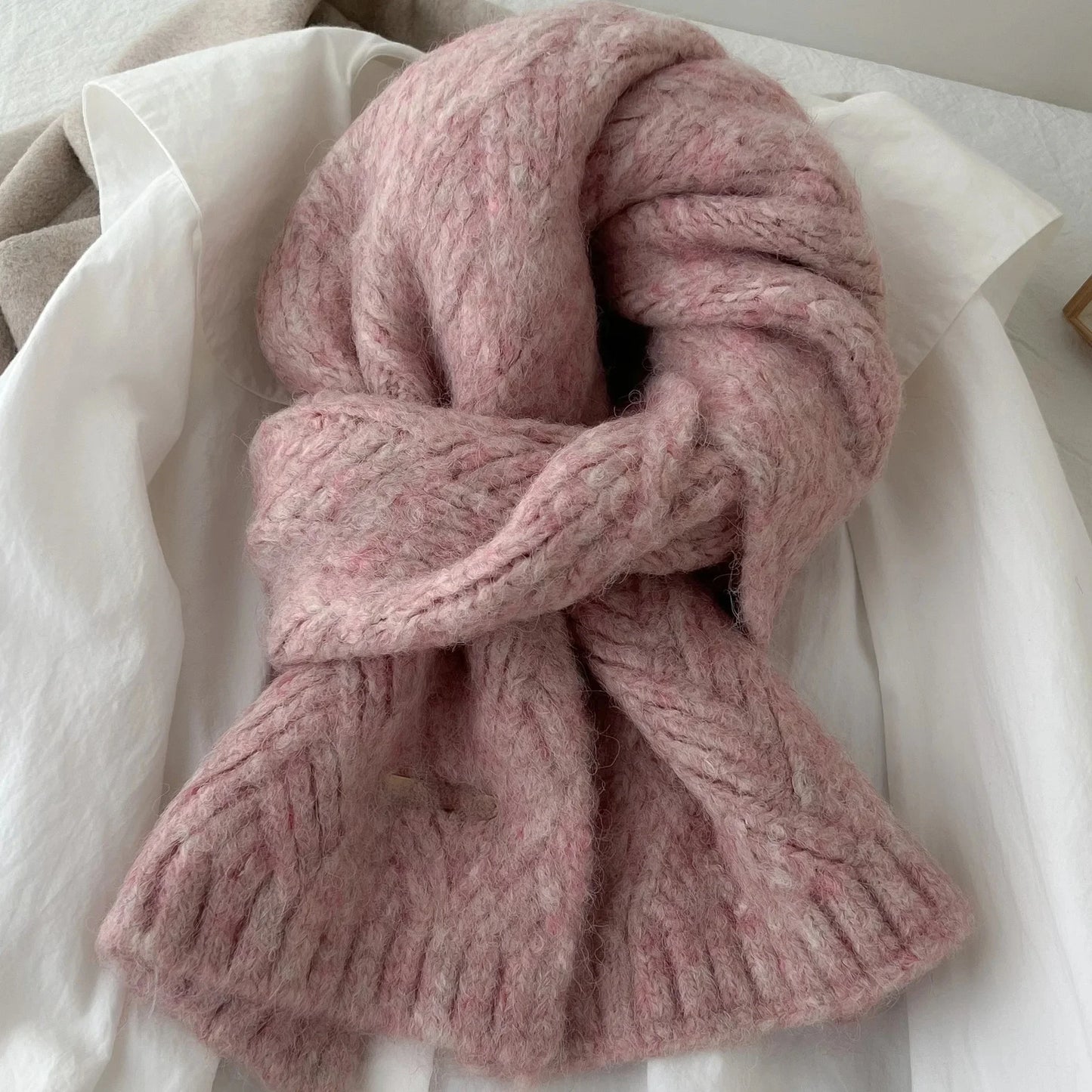Albaca Alpaca Wool Scarf Women's Winter 2024 New High-End Feelknit Wool-Blend Korean Trendy Student Use Warm Scarf