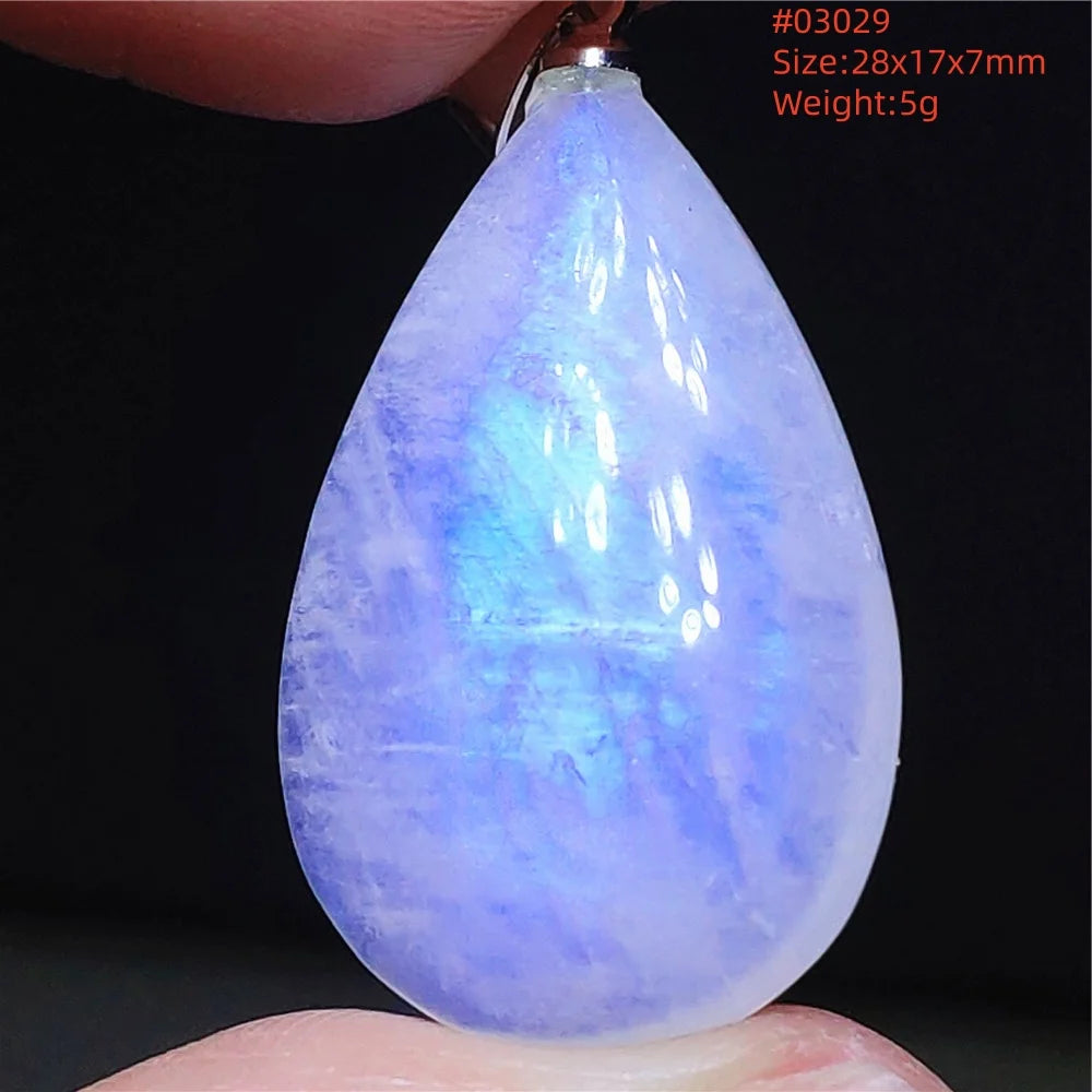 Natural Moonstone Blue Light Pendant Oval Beads Women Men Necklace 925 Silver Moonstone Pendant AAAAAA