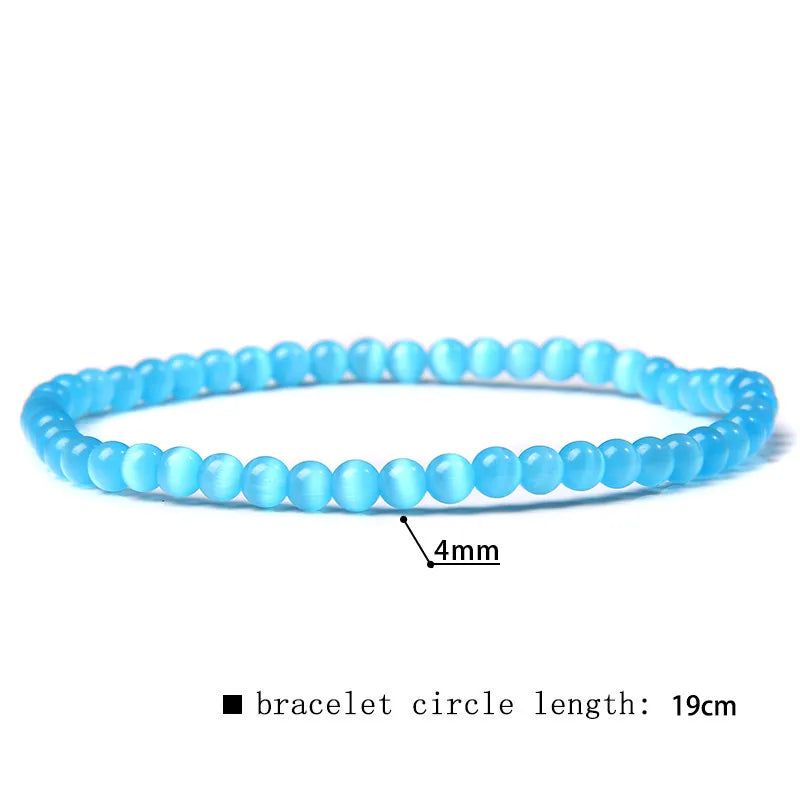 2024 New Stone Bracelet Natural Quartzs Cat Eye Jades Aquamarines Stone Bead Bracelet Stretch Bangle Jewelry Gift For Women Men