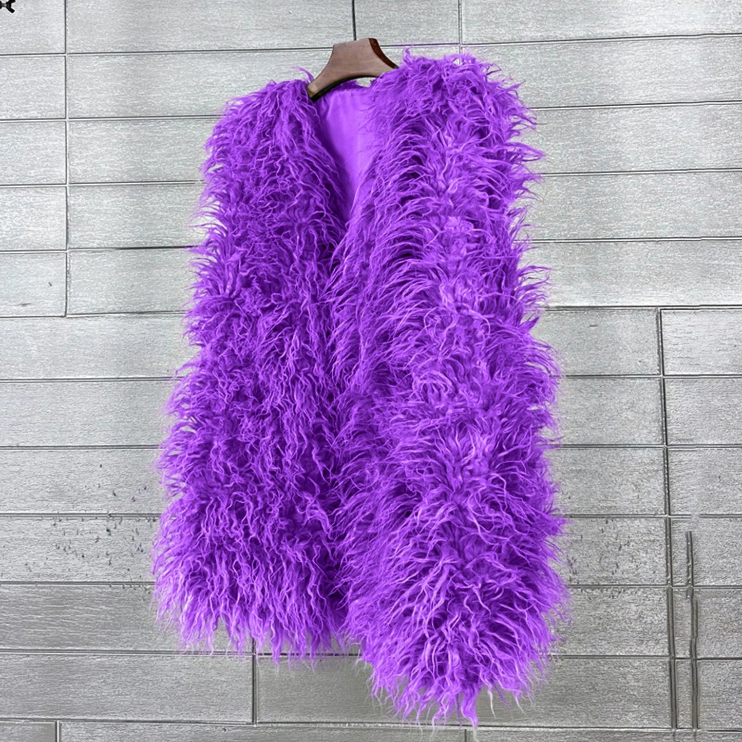 Vest Jacket Women Multicolored Faux Fur Warm Plush Coats Autumn Winter Furry Outwear Sleeveless Waistcoat Open Front Cardigan