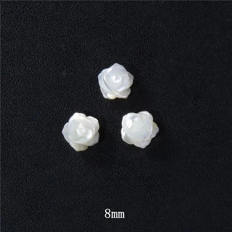 8-12mm Rose-shaped Shell Beads Natural Mother-of-pearl Bead Handmade Fashion DIY MOP Charm Beads for Necklace Earrings Accessory