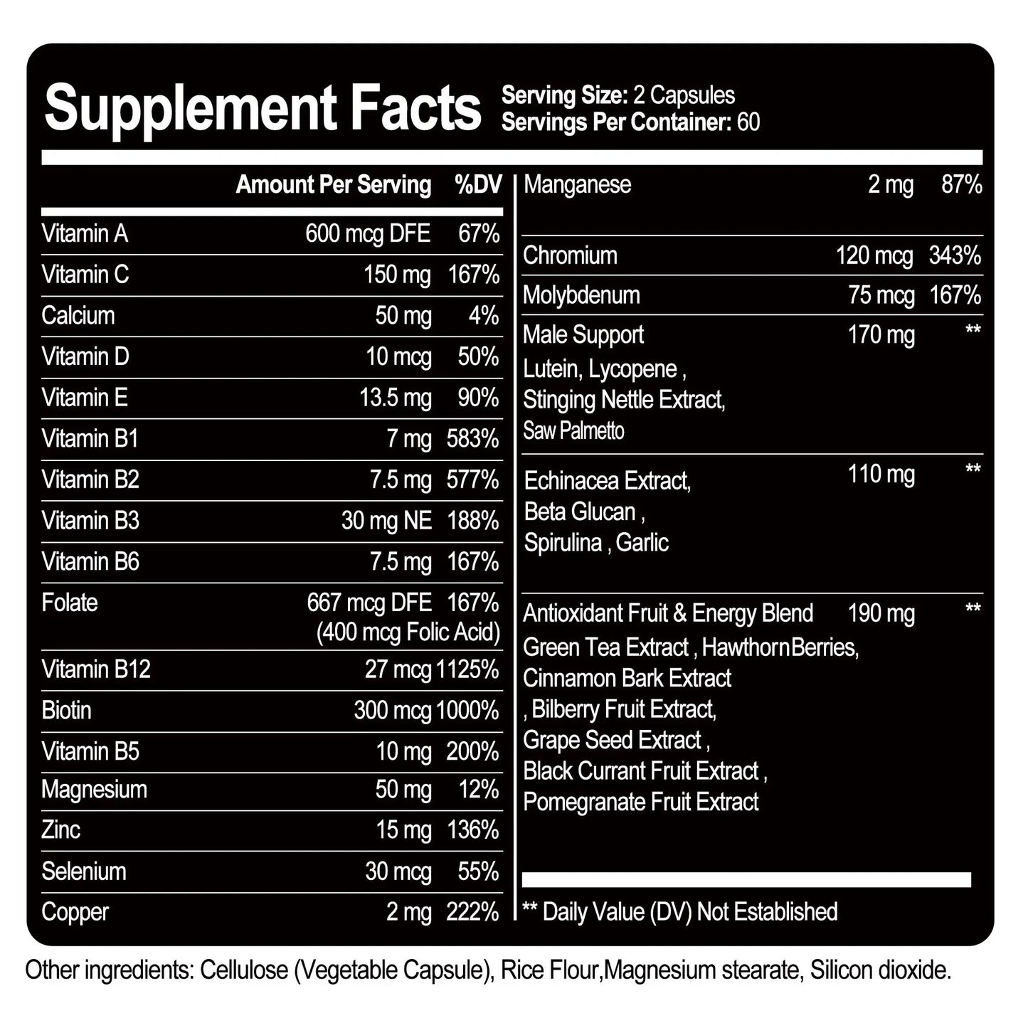 Men's Multivitamin - Supports Cellular Energy and Muscle Health, Promotes Energy Metabolism, and Antioxidant- 120 Capsules