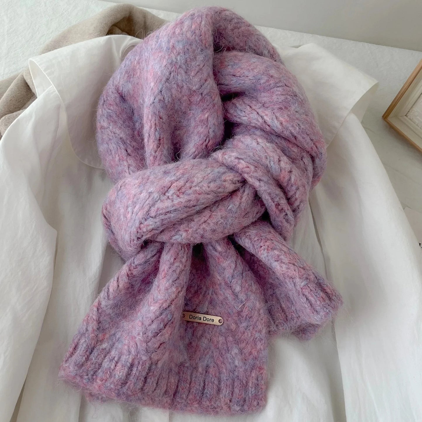Albaca Alpaca Wool Scarf Women's Winter 2024 New High-End Feelknit Wool-Blend Korean Trendy Student Use Warm Scarf