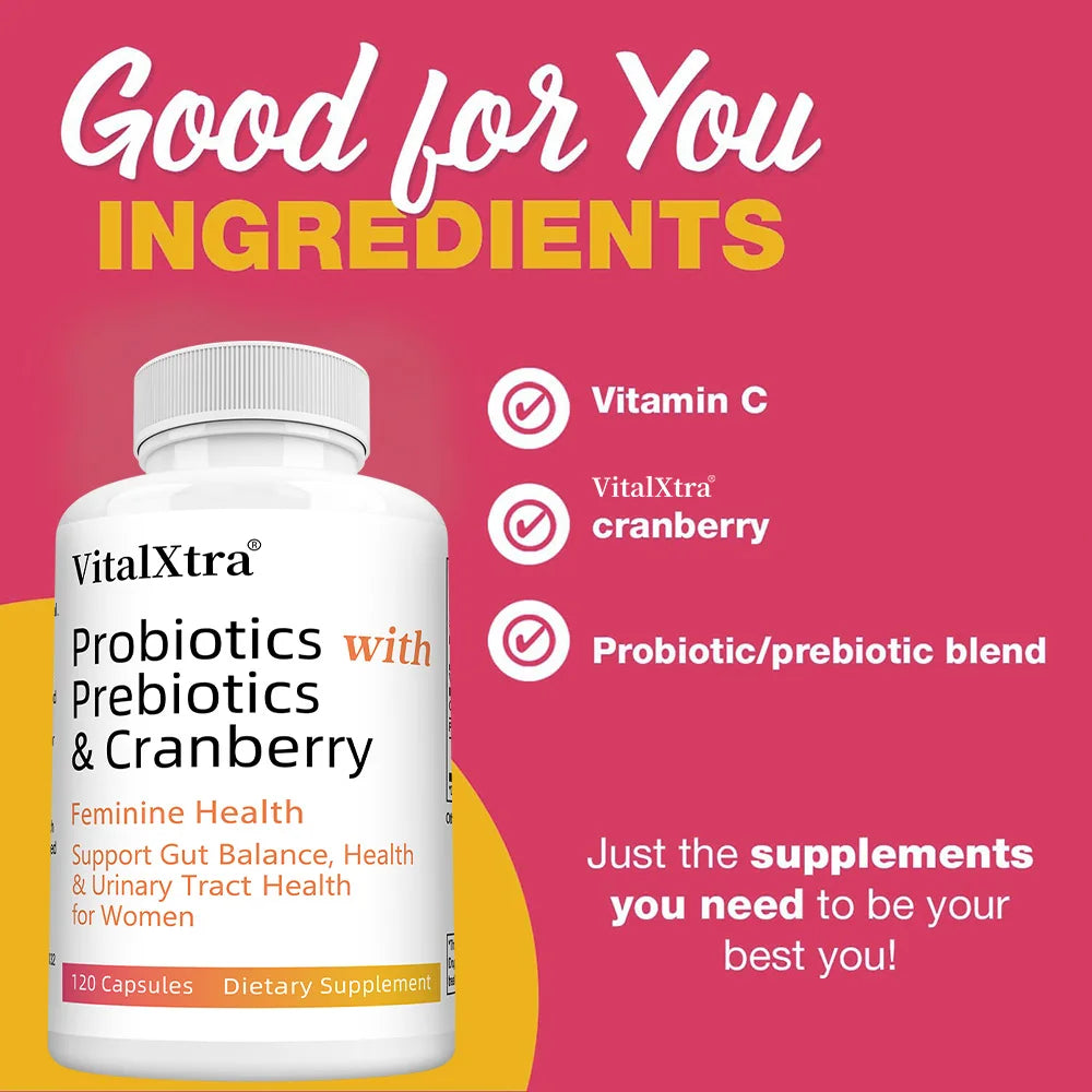 Women's Probiotics, with Cranberry and Prebiotics, Support Gut Health, Maintain Women's Health, and Cleanse The Urinary Tract
