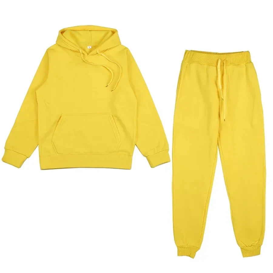 Men's Autumn and Winter New Solid Color Hoodie+pants Two-piece Set Fashionable Casual Sports Set Size S-3XLWomen's Tracksuit