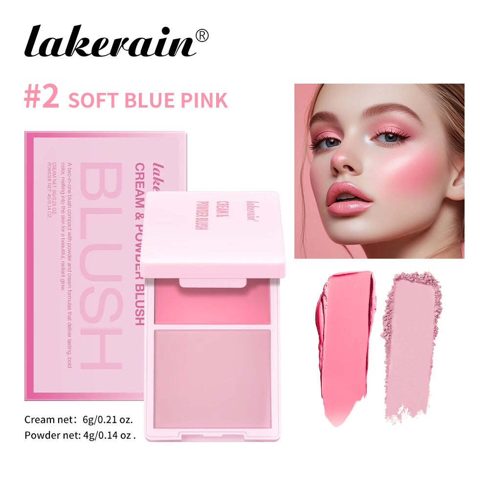 Waterproof Cream & Powder Blush 5Colors Matte Dewy Rosy Blush Makeup Pan Long-lasting Wearing High Natural  Blush Cosmtics