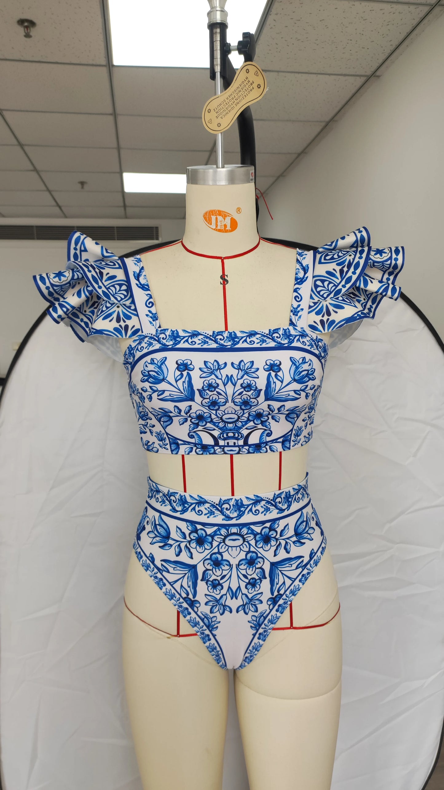 2024 New Sexy Ruffle Bikini Set Printed Brazilian Biquini Women Swimwear Skirt Bathing Suit Girls Summer Beachwear Dress