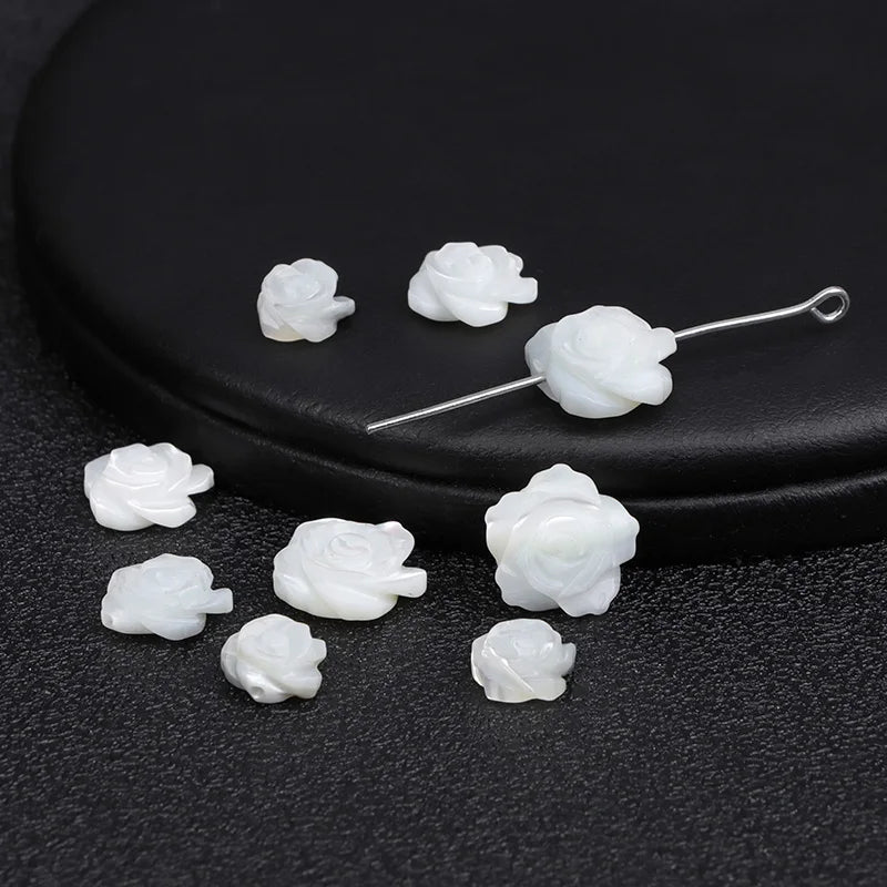 8-12mm Rose-shaped Shell Beads Natural Mother-of-pearl Bead Handmade Fashion DIY MOP Charm Beads for Necklace Earrings Accessory