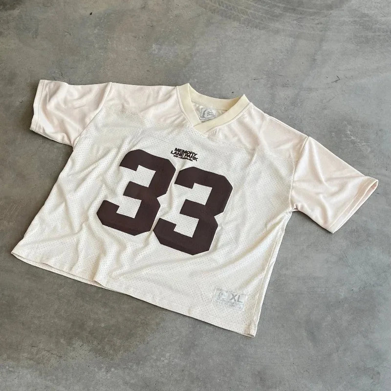 Y2K Retro Mesh T Shirt Men Women Jersey Quick Dry Breathable Street College Sports Wear Oversized Unisex Football Training Wear