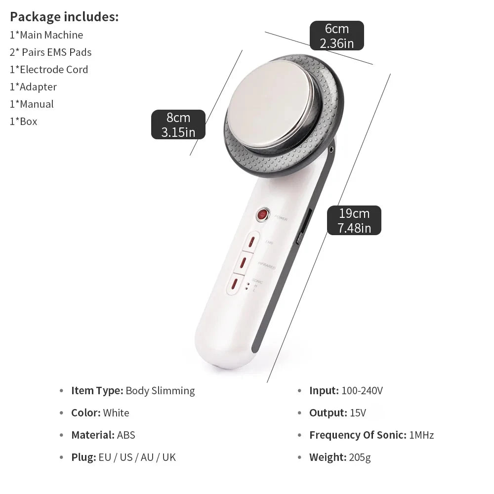 3 In 1 EMS Ultrasonic Cavitation Weight Lose Facial Lifting Body Slimming Massager Galvanic Infrared Lipo Fat Burner Machine