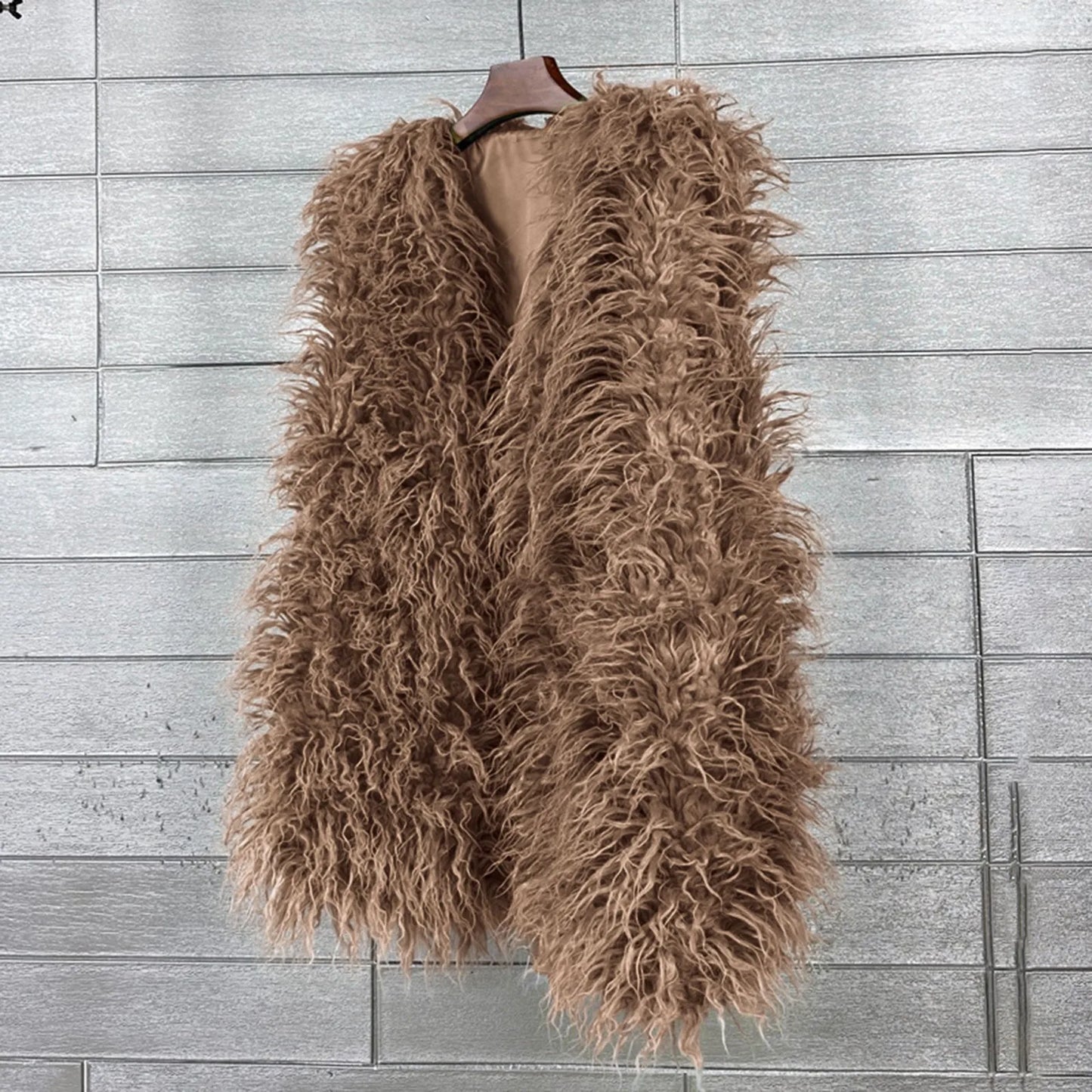Vest Jacket Women Multicolored Faux Fur Warm Plush Coats Autumn Winter Furry Outwear Sleeveless Waistcoat Open Front Cardigan