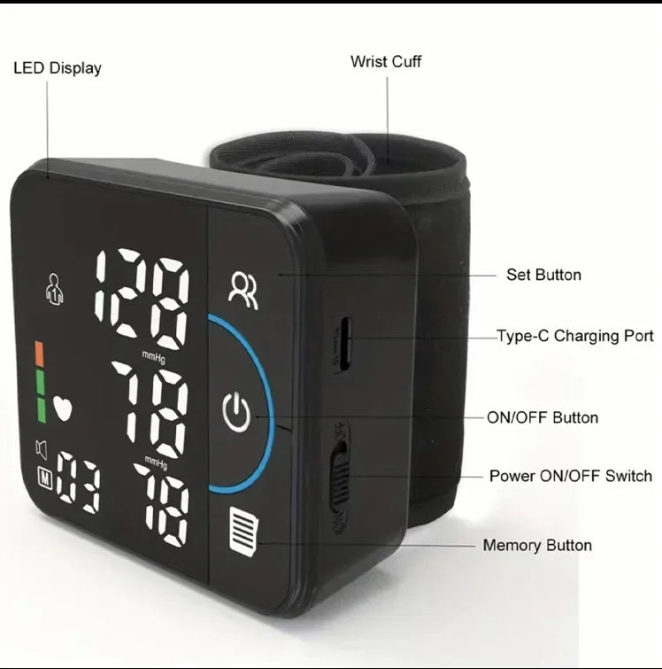 Portable Wrist Blood Pressure Monitor for Intelligent and Precise Measurement Monitoring Blood Pressure and Health at Any Time
