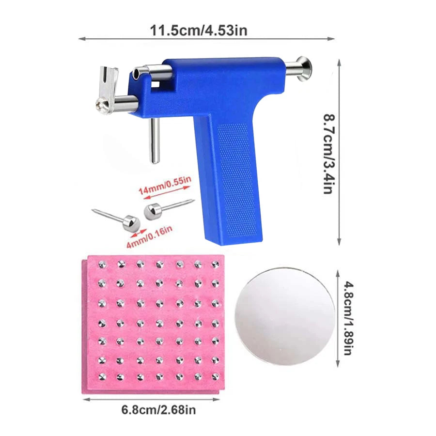 Professional Ear Piercing Gun Kit with 98pcs Stainless Steel Ear Studs-Safety Gun Piercing