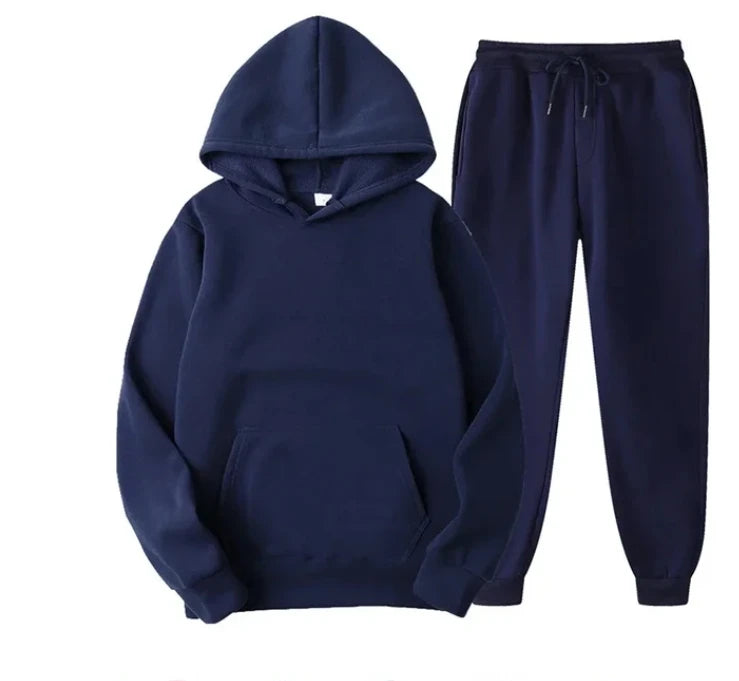 Men's Autumn and Winter New Solid Color Hoodie+pants Two-piece Set Fashionable Casual Sports Set Size S-3XLWomen's Tracksuit