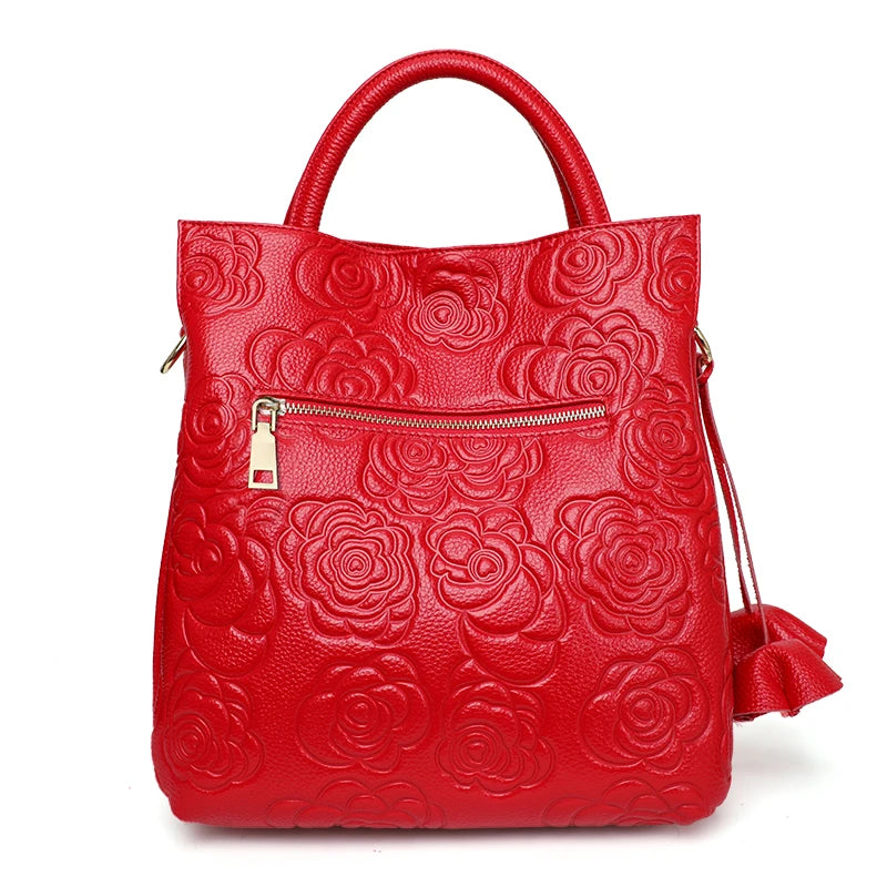 Aidrani  Genuine leather women's handbag, large capacity fashionable printed bag, made of cowhide material
