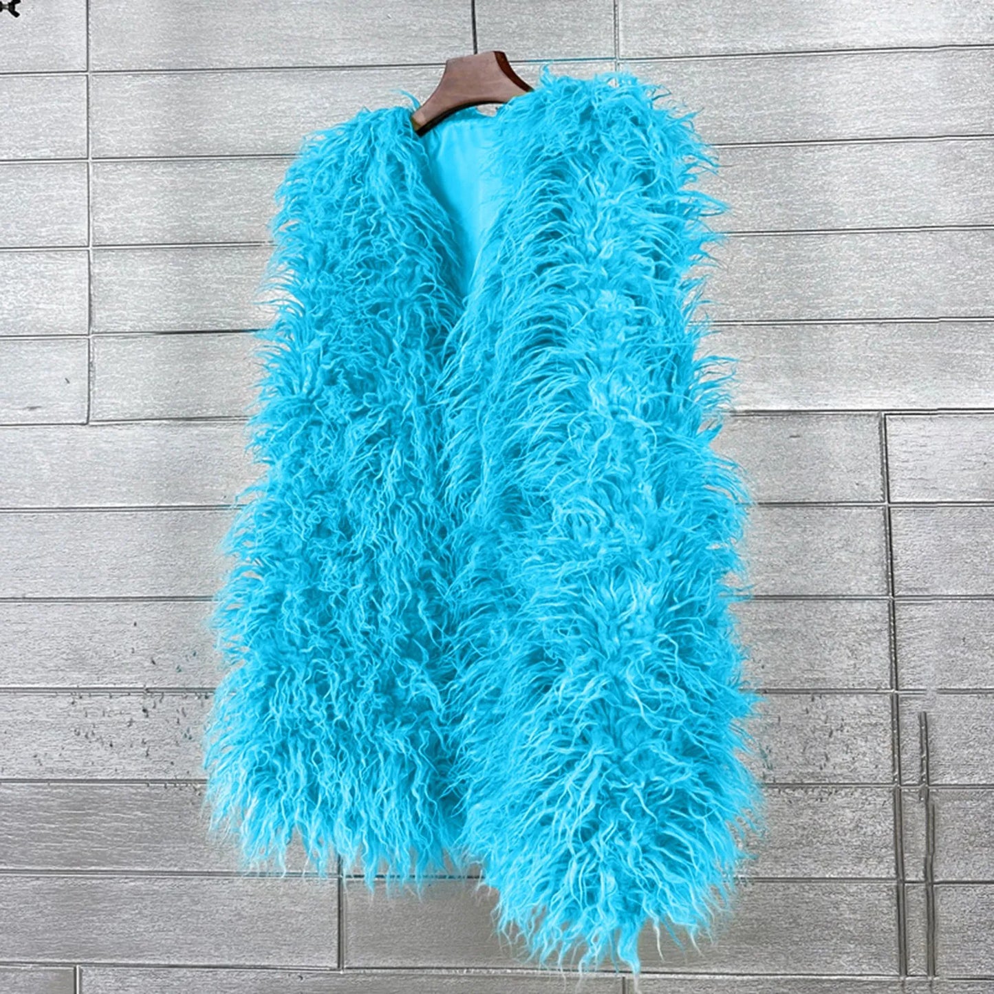 Vest Jacket Women Multicolored Faux Fur Warm Plush Coats Autumn Winter Furry Outwear Sleeveless Waistcoat Open Front Cardigan