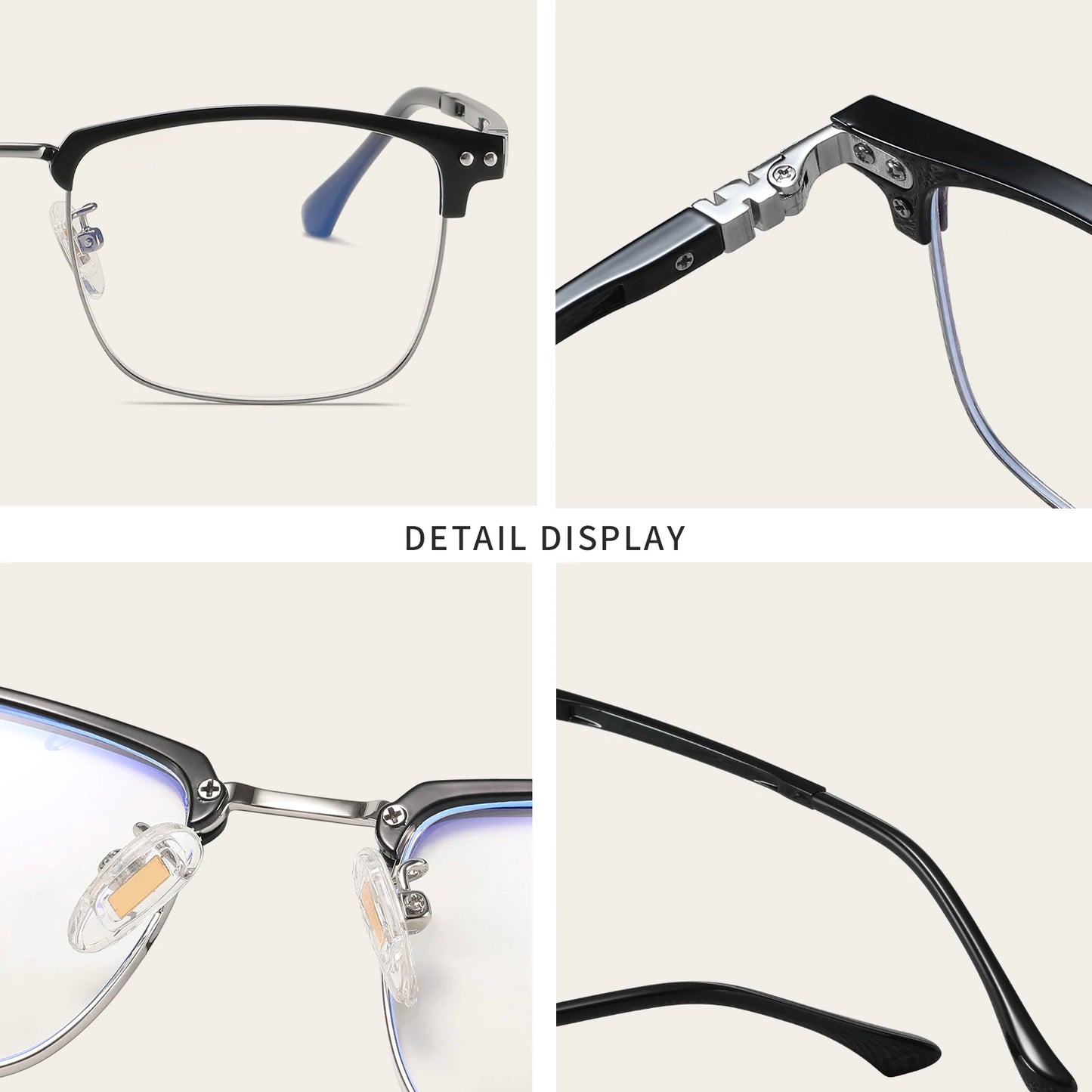 Blue Light Blocking Glasses - Square Computer Glasses Women/Men Eyeglasses Frame，Anti Eyestrain Computer Game Glasses