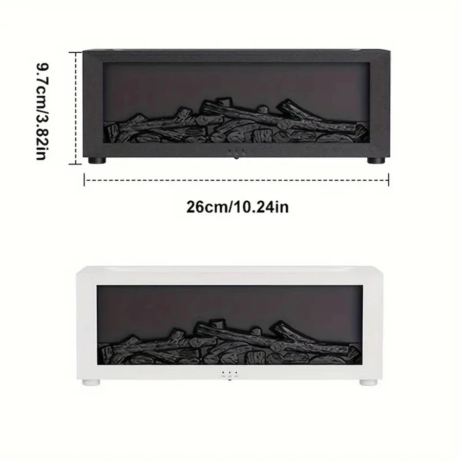 USB-powered fireplace humidifier, aromatherapy diffuser, with remote timer, and automatic shut-off when water runs low