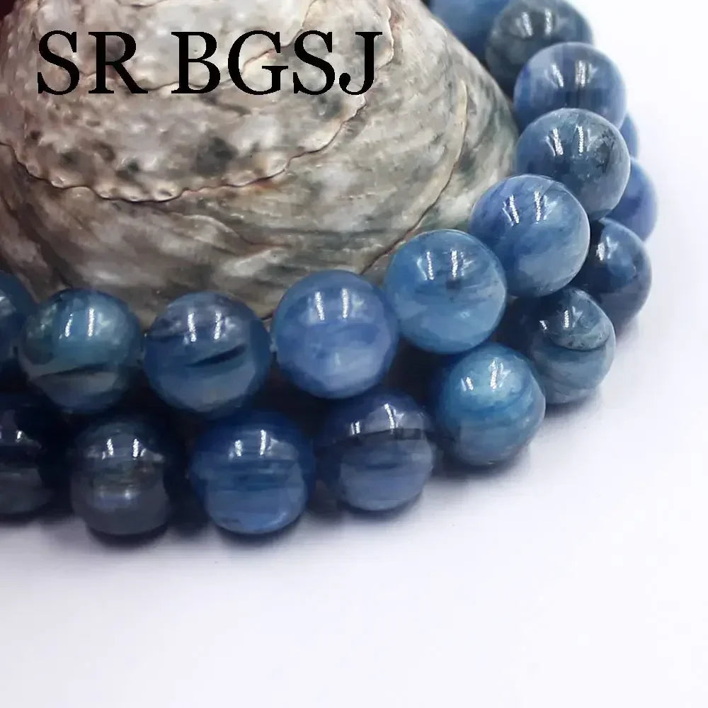 10-11MM 12-13MM Natural Stone Kyanite Round Loose Spacer Bead For Jewelry Making Needlework DIY Bracelet Accessories Strand