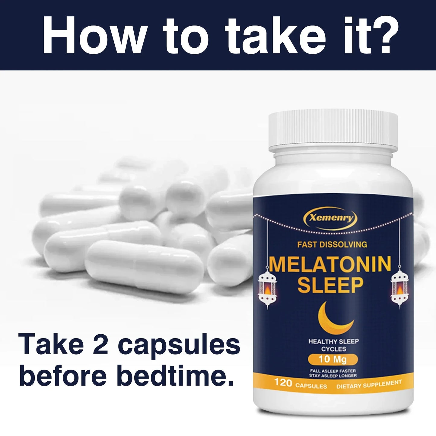 Melatonin Capsules - Promote Restful Sleep, Improve Sleep Quality, Improve Mood and Relieve Tension - 120 Capsules