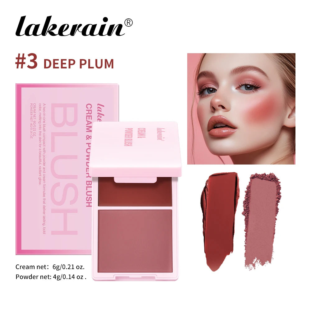 Waterproof Cream & Powder Blush 5Colors Matte Dewy Rosy Blush Makeup Pan Long-lasting Wearing High Natural  Blush Cosmtics