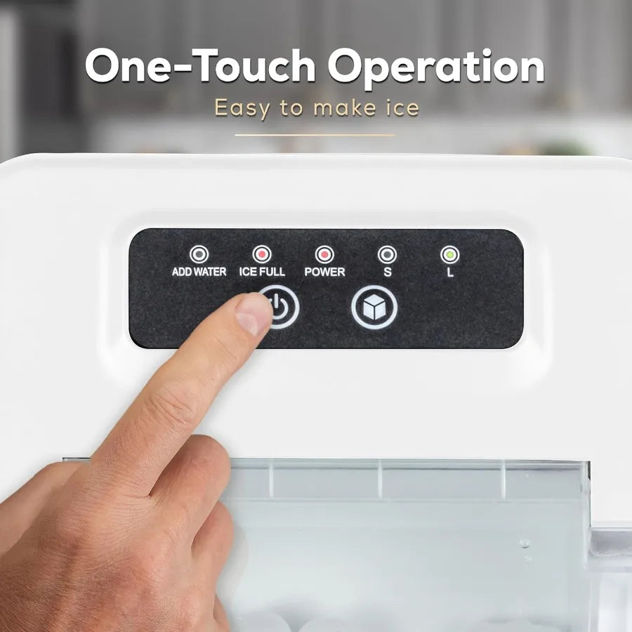 Portable Electric Countertop Ice Maker Machine with Handle White 26 Pounds in 24 Hours 9 Ice Cubes in 7 Minutes Includes Ice Sc