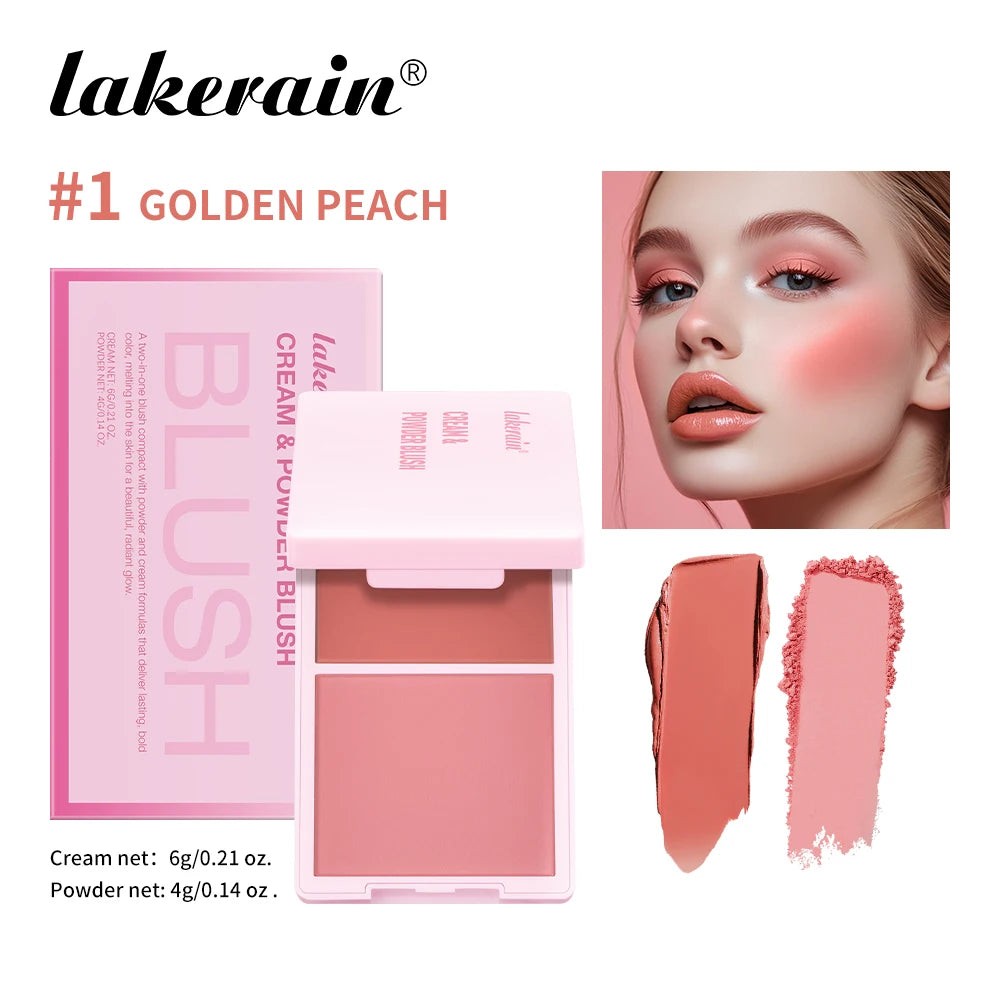 Waterproof Cream & Powder Blush 5Colors Matte Dewy Rosy Blush Makeup Pan Long-lasting Wearing High Natural  Blush Cosmtics
