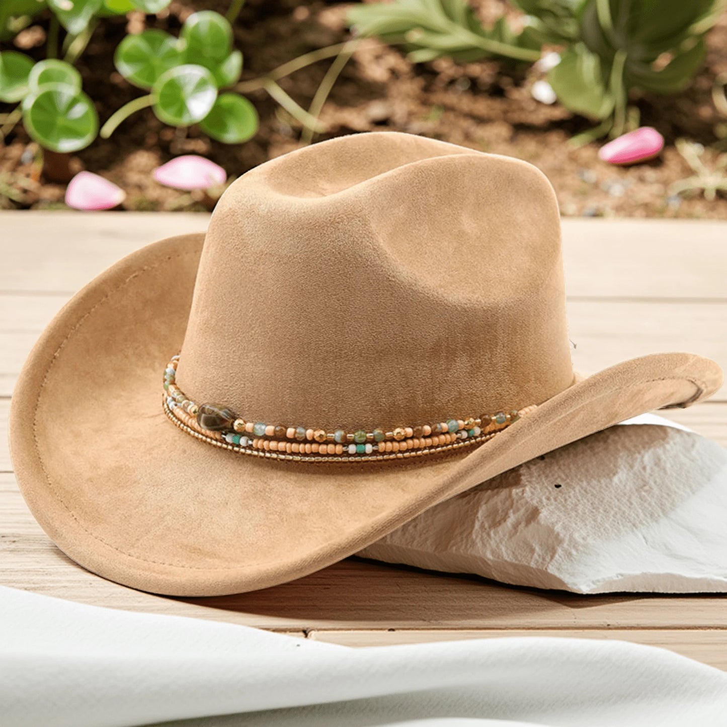 Chic Boho Fedora Hat with Embellished Band Vintage Wide Brim Panama Hat for Casual Outings Festive Events