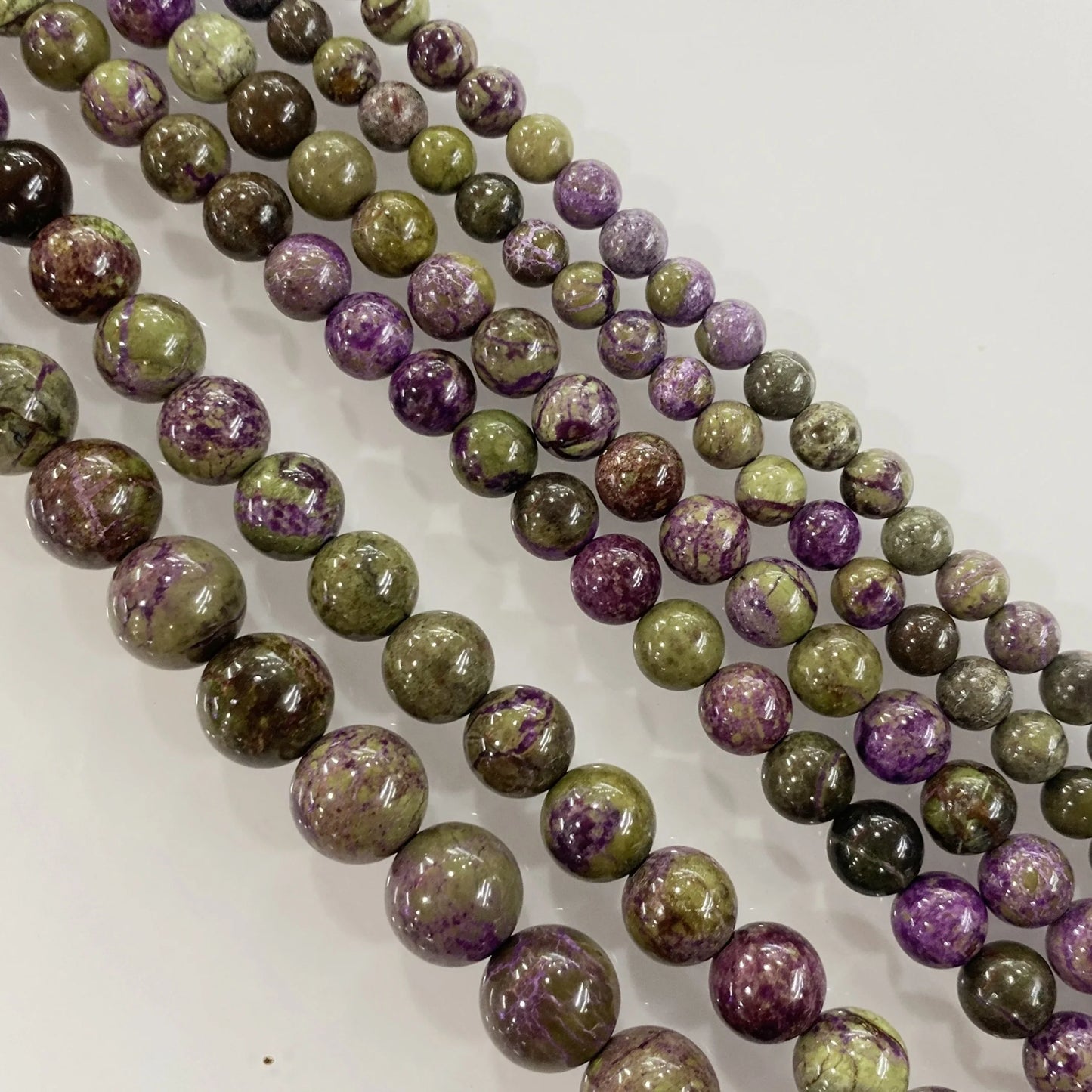 4 6 8 10 12mm Natural purple Stichtite Opal green Larimar stone Round Loose Beads For Jewelry Making DIY Bracelets Necklace 15''