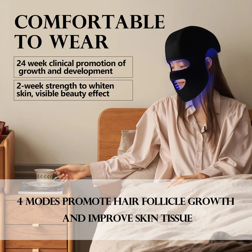 Hair Growth Device LED Face Mask LLLT 4 Colors 660nm 850nm Skin Rejuvenation&Whiten Anti Aging Prevent Hair Loss& Nourish Hair
