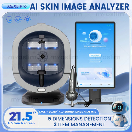 Professional 3D Facial Skin Analyzer Scanner with Dermatoscope and Face Mirror for Skin Face Diagnostics Analysis Machine.