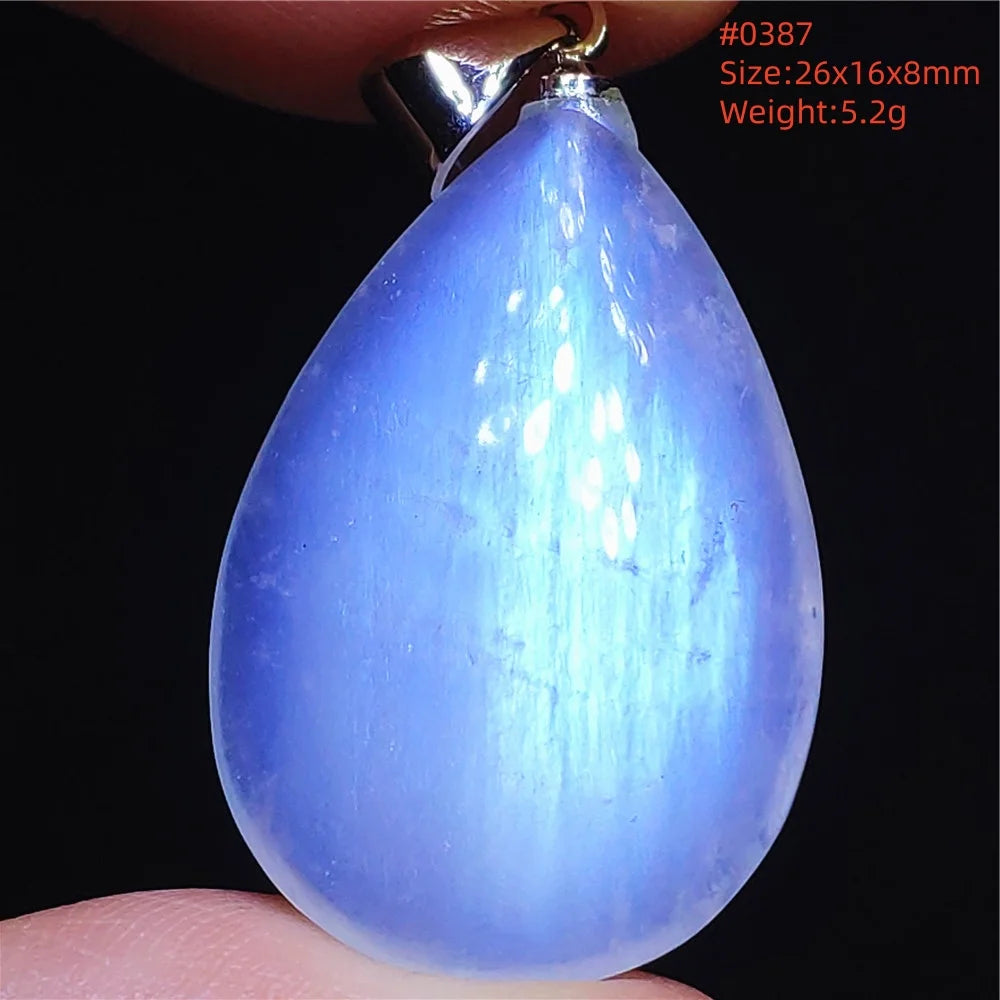 Natural Moonstone Blue Light Pendant Oval Beads Women Men Necklace 925 Silver Moonstone Pendant AAAAAA