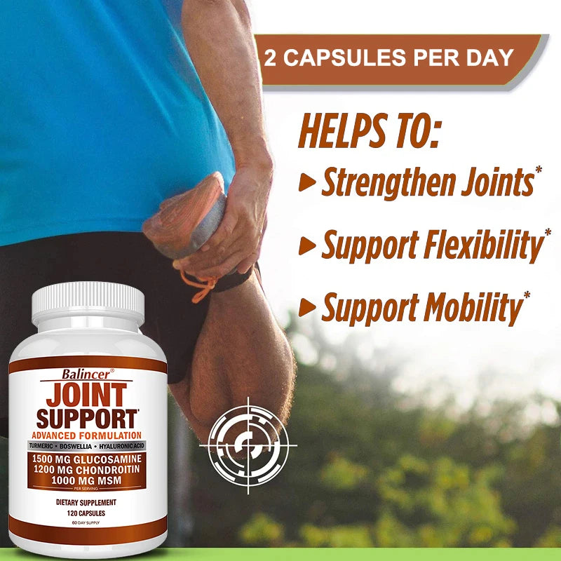 Balincer Glucosamine Chondroitin Msm with Turmeric Capsules, Supports Healthy Joint Structure, Function & Comfort, Non-GMO