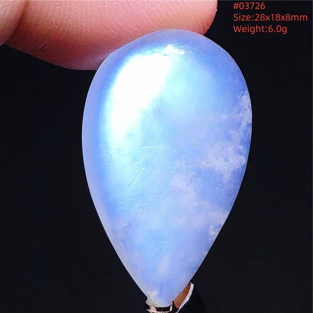 Natural Moonstone Blue Light Pendant Oval Beads Women Men Necklace 925 Silver Moonstone Pendant AAAAAA