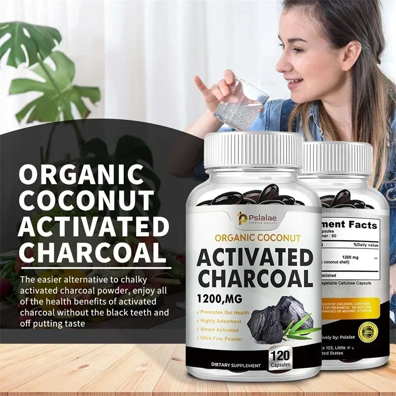 Activated Charcoal Capsules - Supports Intestinal Health, Relieves Bloating, Promotes Natural Detoxification, Improves ImmunityS
