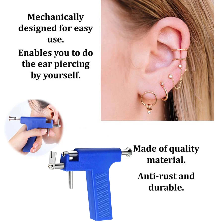 Professional Ear Piercing Gun Kit with 98pcs Stainless Steel Ear Studs-Safety Gun Piercing
