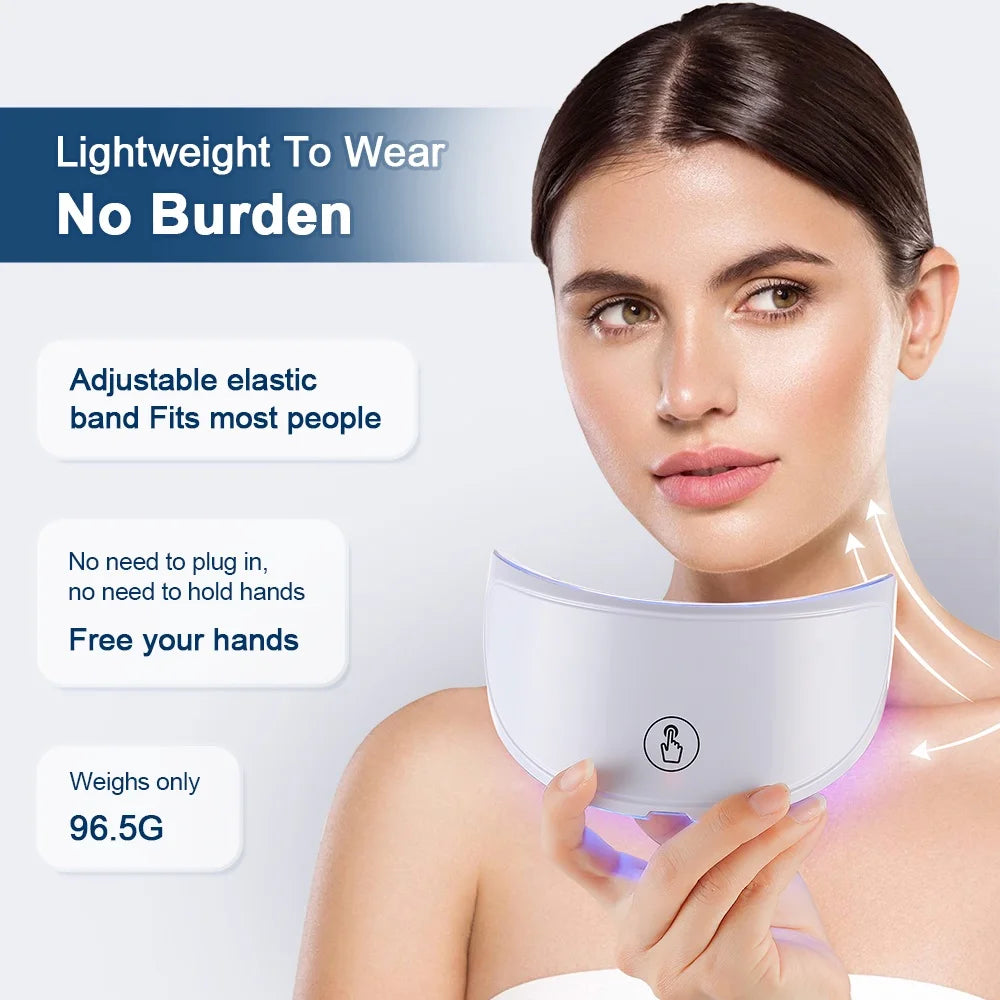 Neck LED Mask 7 Colors Photon Anti-Wrinkle Skin Brightening Neck Beauty Mask Skin Tightening Neck Wrinkle Remover Skin Care