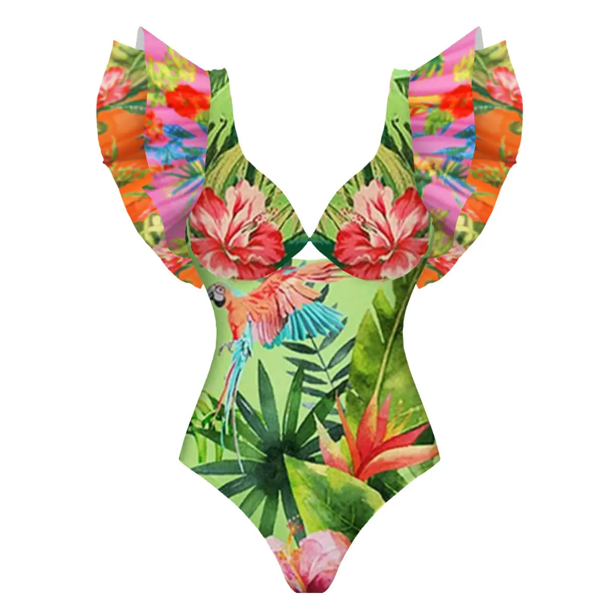 2024 New Sexy Ruffle Bikini Set Printed Brazilian Biquini Women Swimwear Skirt Bathing Suit Girls Summer Beachwear Dress