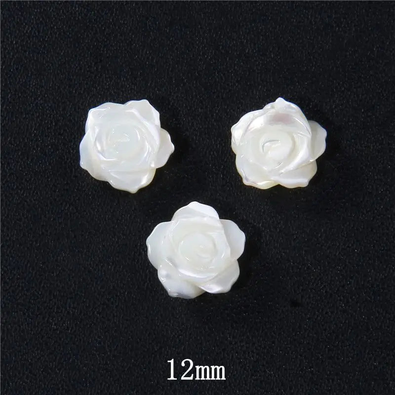 8-12mm Rose-shaped Shell Beads Natural Mother-of-pearl Bead Handmade Fashion DIY MOP Charm Beads for Necklace Earrings Accessory