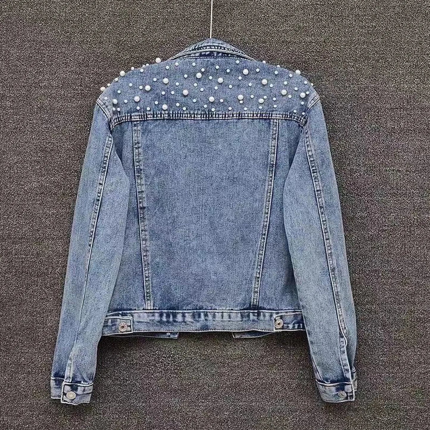 Jackets For Women Winter Women'S Large Denim Jacket Embroidered Pearl Beaded Denim Jacket Coat Jaqueta